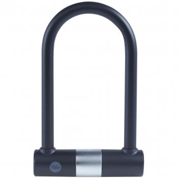 Candado para bicicleta U-Lock Yale Essential Security con diseño robusto, alta resistencia al corte, mecanismo de cierre de doble anclaje, incluye soporte para montaje en el cuadro de la bicicleta y dimensiones ideales para asegurar bicicletas en entorno