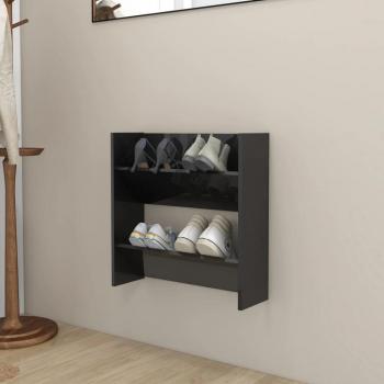 Zapatero de pared negro pulido 60x18x60 cm madera multicapa