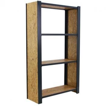 Estantería Industrial OFFICLICK 4/300 Madera OSB 1500x800x300 mm, Antracita, 4 Alturas