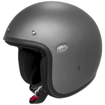 Casco Jet Premier Classic U17BM, color negro gris, características: diseño vintage, perfil de cuero, talla M, unisex