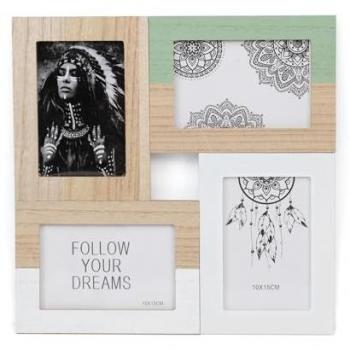 Portafotos Colgante Múltiple en Madera de MDF para 4 Fotos - Decoración para el Hogar Ideal para Recibidor, Salón y Dormitorio