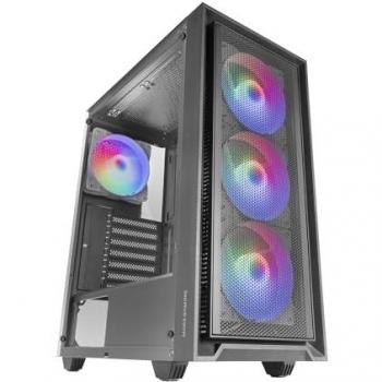 Caja Gaming ATX Mars Gaming MC-AIR, 4 Ventiladores FRGB 120mm, Panel Frontal Mesh, Cristal Templado Negro, Semitorre Doble Cámara