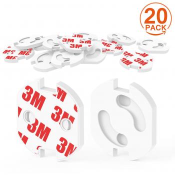 [20 Piezas] Protector Enchufes,Canwn Seguridad Enchufes Bebes Proteccion Enchufes con Resistente Adhesivo y Mecanismo de Giro para Niños,Protección Infantil para Enchufes,Blanco