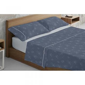 Juego de Sábanas Estelia Vairy Azul 100% Algodón Cama de 150 4 Piezas 144 Hilos