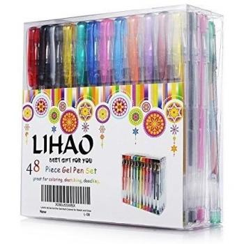 LIHAO 48 Plumas Gel Colores Bolígrafos de Tinta Gel Ink Pen Set