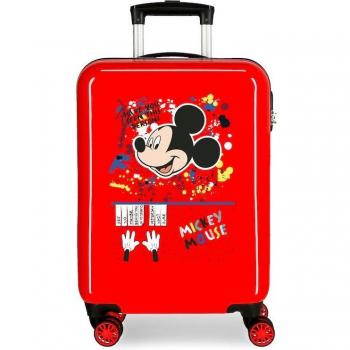 Disney Mickey Colour Mayhem - Maleta de Cabina Rígida Roja, 38x55 cm, Capacidad 34L