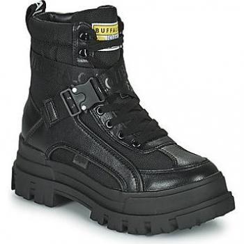 Buffalo Aspha Com1 Women's Black Vegan Leather Ankle Boots