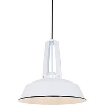 Lámpara Colgante Eden Dome de Metal y Cristal, Acabado Blanco Brillante y Negro Mate, E27 - 42 cm