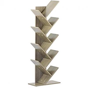 Librería WeHome 8 Estantes Madera Efecto Roble Gris 40x132x216 cm
