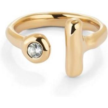 UNO de 50 - Open Ring in 18k Gold Plated with White Topaz - Size 12
