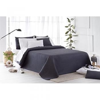 Colcha Boutí Fina Piqué Multiusos 100% Microfibra Suave - Cama 140/150/160 cm, Gris Oscuro, Primavera-Verano-Otoño-Invierno