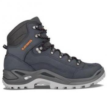 Lowa Renegade LL Mid Dark Blue Orange Nubuck Leather Men's Hiking Boots