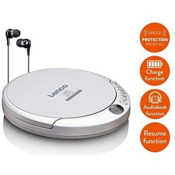 Lenco CD de 201SI Lenco CD de 201SI Reproductor de CD/MP3 Player it Anti Schock y función de Carga Color Blanco