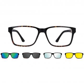 Gafas Recetadas Anti-Azules con Clip-On Rectangulares de Plástico Careyshell para Hombre - SmartBuy Collection