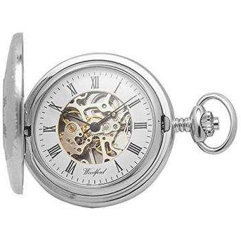 Woodford Chrome Plated Skeleton Half Hunter Pocket Watch