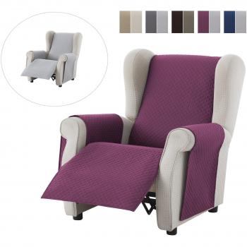 textil-home Funda Cubre Sillón Relax Adele, Tamaño 1 Plaza -Protecto Sofá Acolchado Reversible. Color Malva