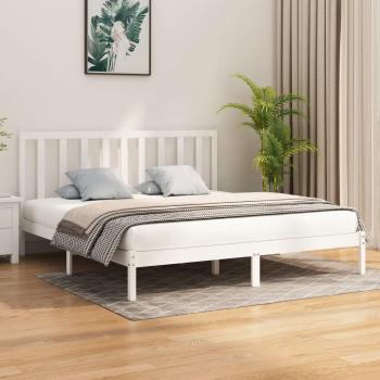 Cama de Madera Maciza Blanca 200x200cm