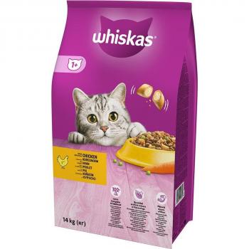 Whiskas 1+ Años para Gatos Adultos con Pollo - Pack Doble Económico 2 x 14 kg