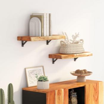 vidaXL 60x20x3.8 cm Rectangular Live Edge Acacia Wall Shelf