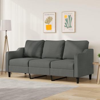 180 cm Dark Gray Fabric 3-Seater Sofa