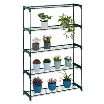 Estantería Metálica para Plantas de 5 Niveles, Soporte Verde para Macetas y Hierbas, Dimensiones 139x91x28.5 cm