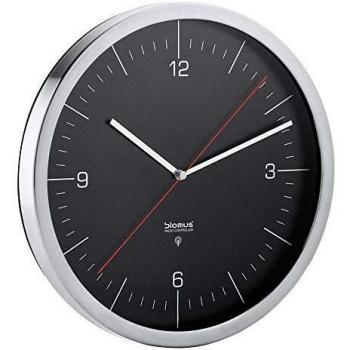 Reloj de pared Blomus Crono, analógico, inalámbrico, color negro, acero inoxidable mate, 30.5 cm
