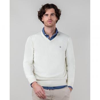 Jersey Cuello Pico Garment Dyed Beige El Ganso Para Hombre