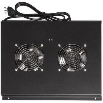 Modulo 2 Ventiladores de Techo Negro para Armarios 22/42U Profundos 600 mm con Termostato Link