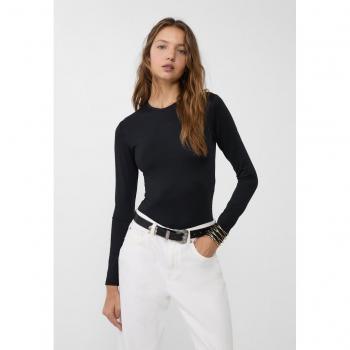 Stradivarius Long Sleeve Seamless Polyamide Bodysuit Black XL