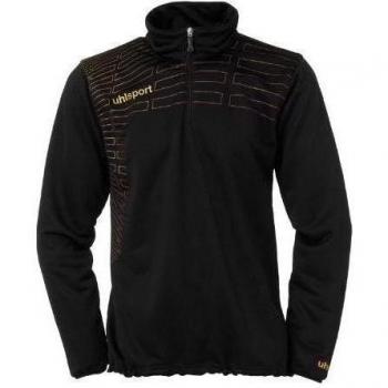 uhlsport Match Jersey con Cremallera De 1/4 Mujer Entrenamiento, Negro/Dorado, XS