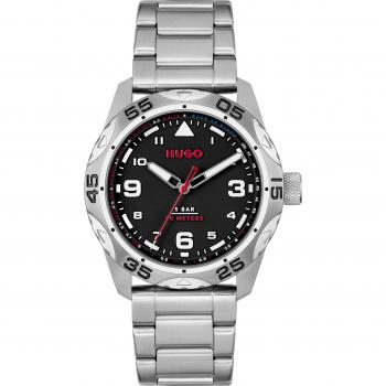 HUGO Trek Stainless Steel 42mm Grey Analogue Quartz Watch - Model 1530332