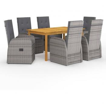 vidaXL - Conjunto de mesa y sillas para jardín de 7 piezas color gris