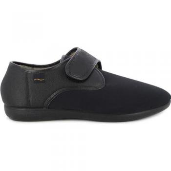 Zapatilla Doméstica Ortopédica Doctor Cutillas Salou 1506 Negra para Hombre con Copete de Velcro y Licra Adaptable, Talla 45