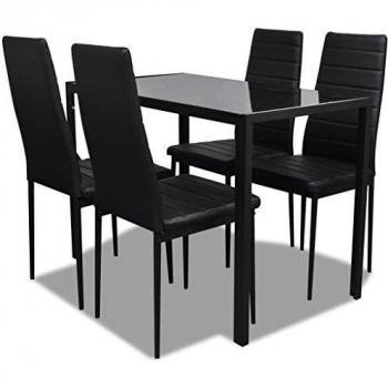 vidaXL Set mesa negra para el comedor con 4 sillas diseño contemporáneo