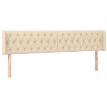 Cabecero con LED de tela crema 183x16x78/88 cm