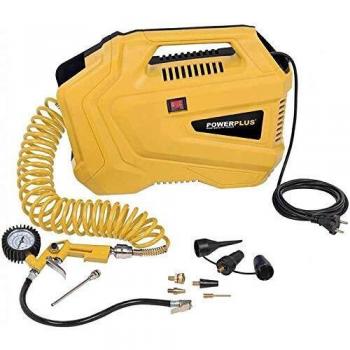 PowerPlus 10428 10428-Compresor portátil, 1100 W, Funciona a 230 V, presión de 8 Bares