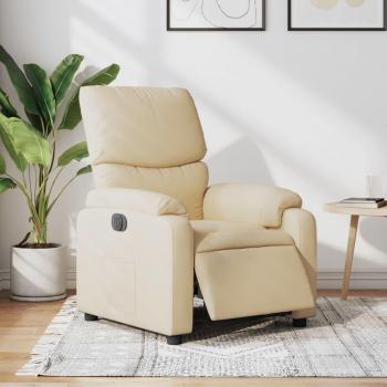 Sillón eléctrico reclinable de tela crema Vidaxl