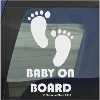1 x Baby on Board-Cut Vinyl FEET Design-Internal Window Version-Funny Joke Novelty Car Sticker Decal-Great Gift Gifts-Universal Fit