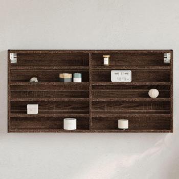 Vitrina de madera de ingeniería 100x8,5x50 cm en colores Blanco, Negro y Roble Sonoma para oficina, estudio y dormitorio - Estantería/Librería/mueble de Almacenamiento