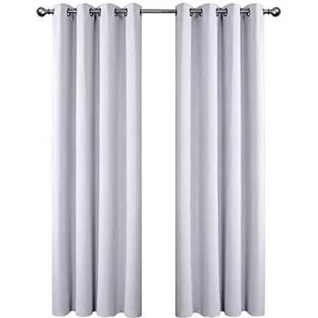 Amazon Brand - Umi Cortinas Opacas con Aislamiento Térmico para Salón Oficina Hotel Decorativas con Ojales 2 Piezas 132x242cm Gris Blanco