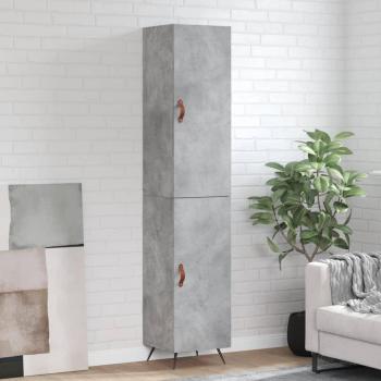 Aparador de madera contrachapada gris hormigón 34,5x34x180 cm con 1 puerta, mueble de almacenaje para salón, buffet y armario auxiliar