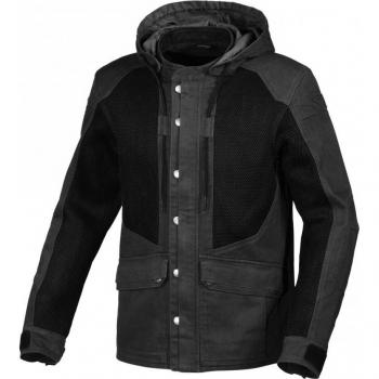 Macna Chaqueta de Moto Airstrike Negra - Chaqueta textil de moto, color negro, talla XS