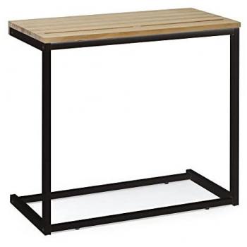 Mesita de Ordenador Sofá Eco 36x70x63cm Negra en Madera Maciza de Pino Acabado Vintage Estilo Industrial