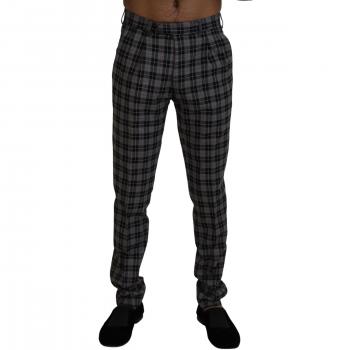 BENCIVENGA Gray Checkered Slim Fit Pants - IT46 | S
