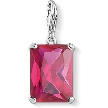 Colgante Charm de Plata Esterlina con Piedra Grande Rosa