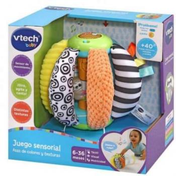 VTech Baby Pelota de Juego Sensorial con Asas de Colores y Texturas, Sensor de Movimiento, Sonidos, Más de 20 Frases, Canciones y Melodías, Dimensiones 16x16x16