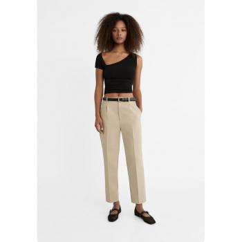Stradivarius Smart trousers with belt Stone