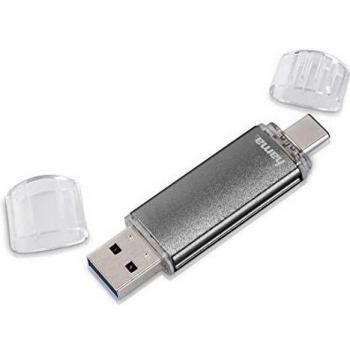 Hama Laeta Twin, Pen Drive USB 2.0 / Micro USB, 32 GB, Velocidad de escritura: 10 MB/s, Color gris