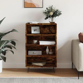 Aparador alto de madera de ingeniería 57x35x90 cm en roble ahumado, mueble de almacenaje para salón con armarios y puertas, cajón de madera, buffet moderno, armario auxiliar y armario de