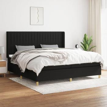 Cama box spring con colchón de tela negro 200x200 cm
